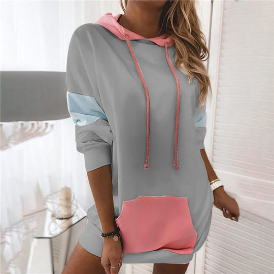 Damen Kapuzenkleid in sportlichem Design mit praktischen Taschen R&B