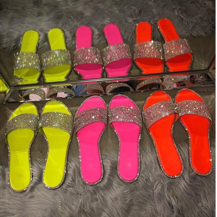 Damen Glamouröse Strandsandalen mit Strassverzierungen R&B