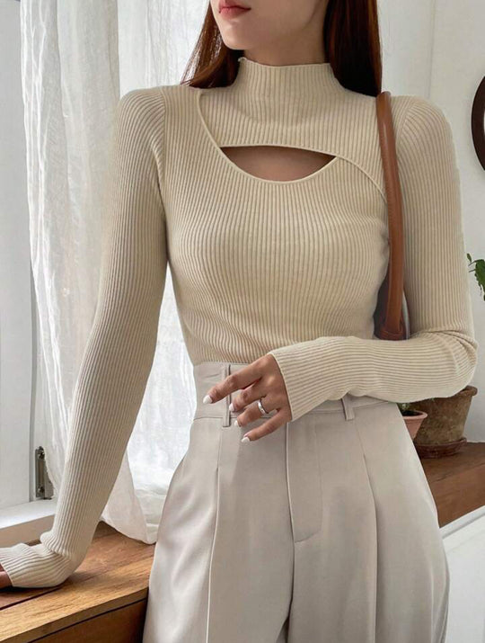 Damen Elegantes Langarm-Oberteil mit schickem Auschnitt R&B