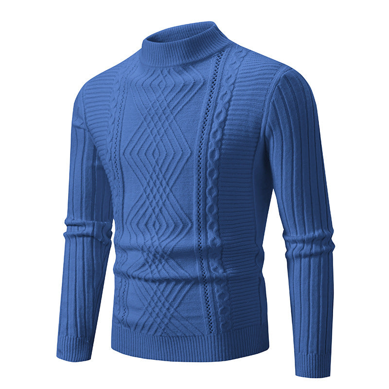 Herren Rollkragenpullover aus hochwertiger Baumwolle mit strukturiertem Zopfmuster R&B