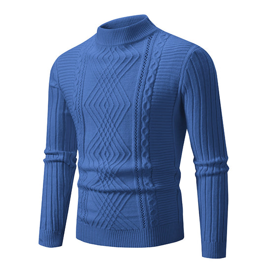 Herren Rollkragenpullover aus hochwertiger Baumwolle mit strukturiertem Zopfmuster R&B