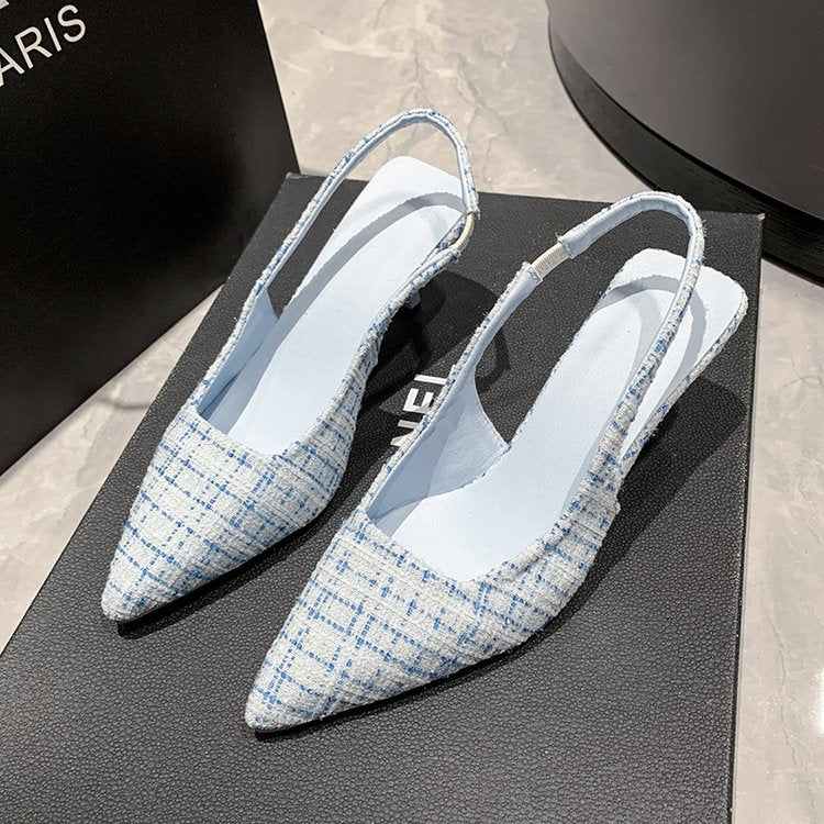 Damen Slingback-Pumps mit Elegantem Stoffmix und Modischem Absatz Heidi-Mode
