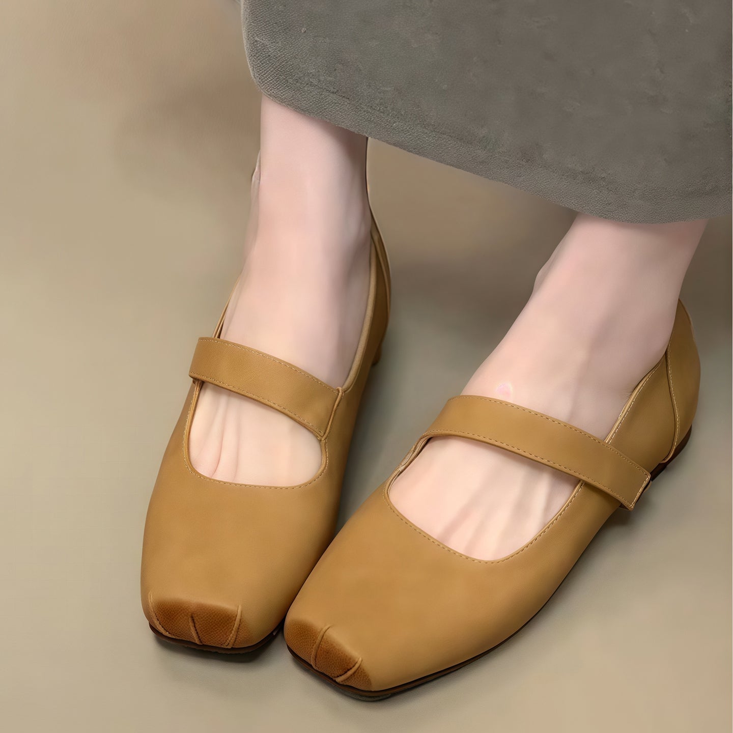 Damen Ballerinas mit verstellbarem Riemen und flexiblem Komfortfußbett R&B