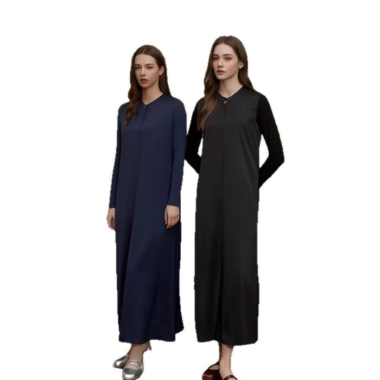 Damen Elegantes Langarm-Maxikleid mit schmeichelndem Schnitt und zeitlosem Design R&B