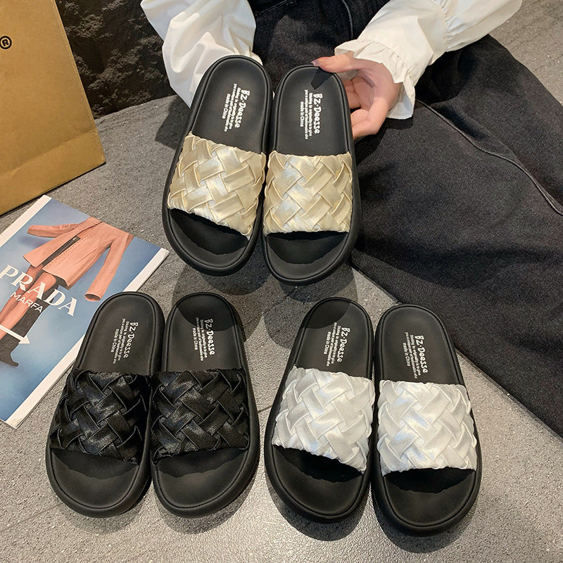 Damen elegante Clogs mit geflochtenem Obermaterial und rutschfester Sohle R&B