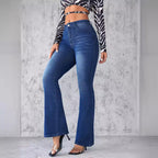 Damen Flared Jeans mit hohem Bund und vintage Charakter R&B