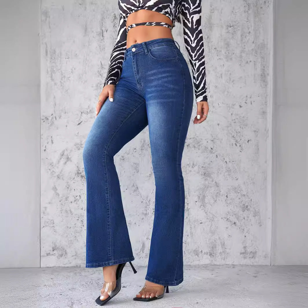 Damen Flared Jeans mit hohem Bund und vintage Charakter R&B