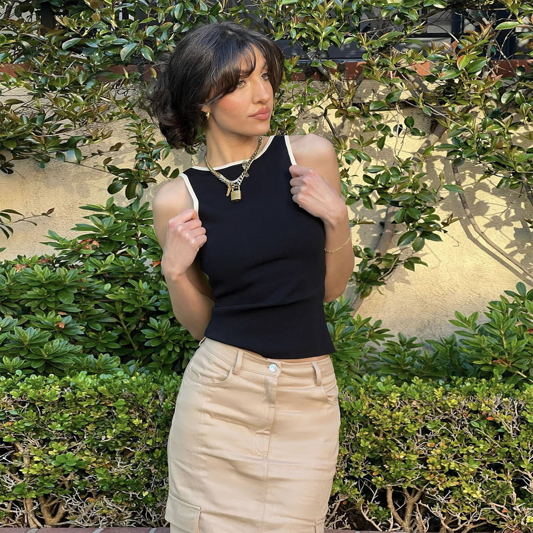 Damen Basic Spaghetti-Top mit elegantem Rippdesign R&B