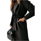 Damen Eleganter und gemütlicher Mantel mit Gürtel und Taschen R&B