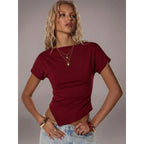 Damen Trendiges Oberteil mit asymmetrischem Saum und figurbetonendem Schnitt R&B