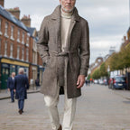 Herren modischer Trenchcoat mit praktischen Taschen und modernem Schnitt R&B