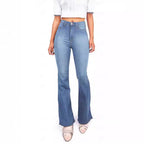 Damen Hoch taillierte Bootcut Jeans im eleganten zeitlosen Stil R&B