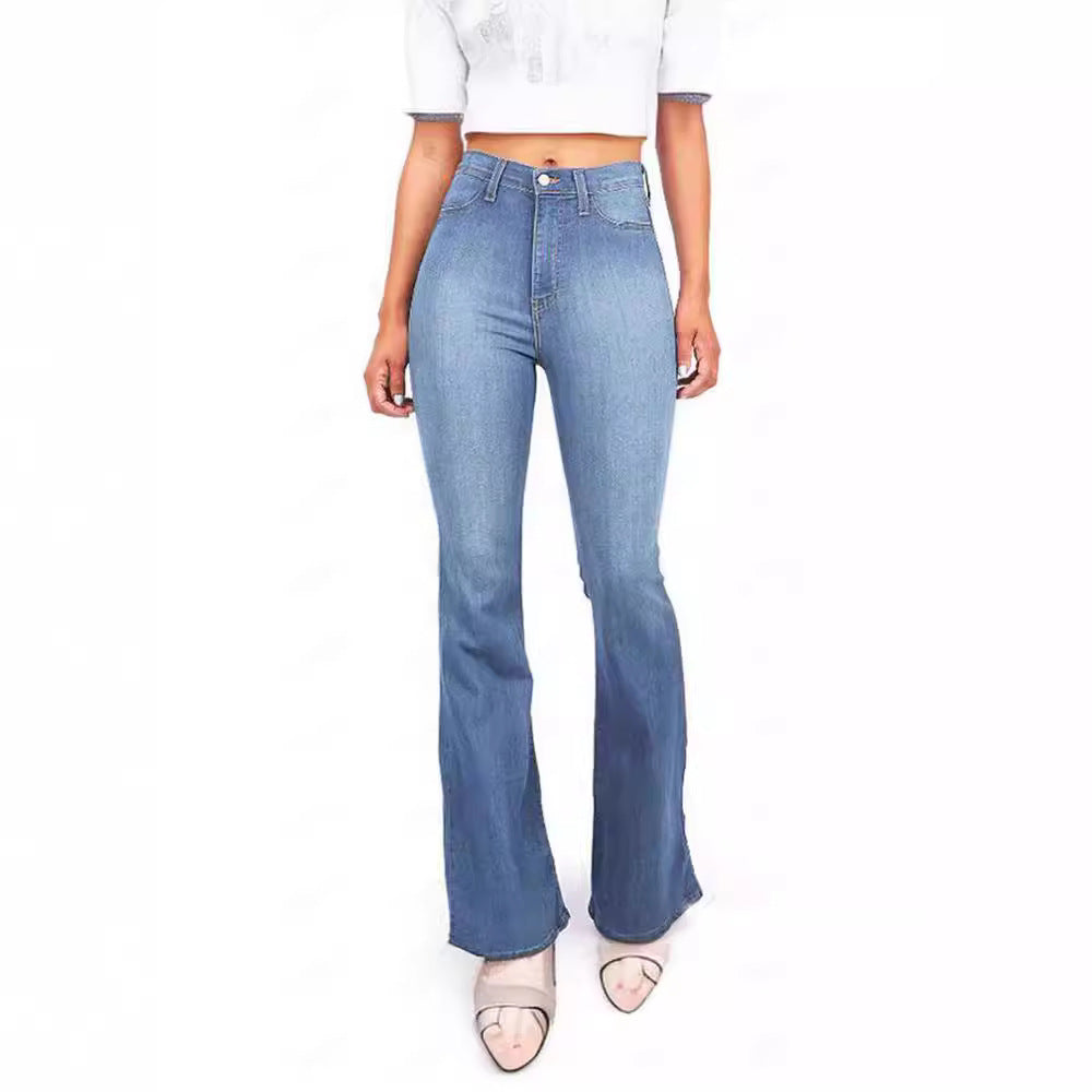 Damen Hoch taillierte Bootcut Jeans im eleganten zeitlosen Stil R&B