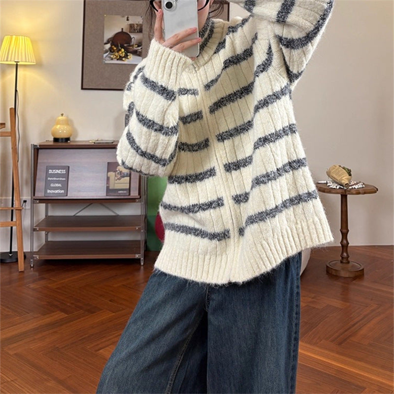 Damen Strickpullover mit hohem Kragen R&B