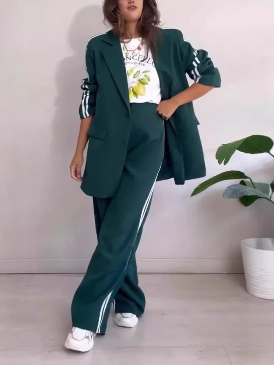 Damen elegantes Blazer-Set mit sportlichen Akzenten und weitem Schnitt R&B