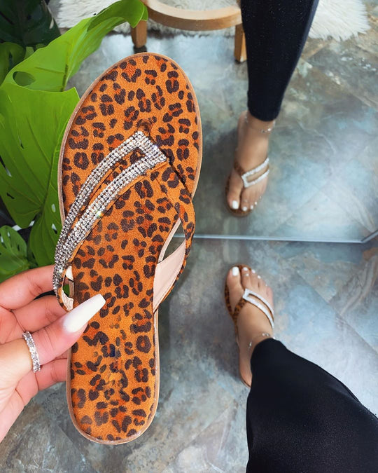 Damen modische Flip-Flops mit Glitzersteinen und ergonomischem Fußbett R&B