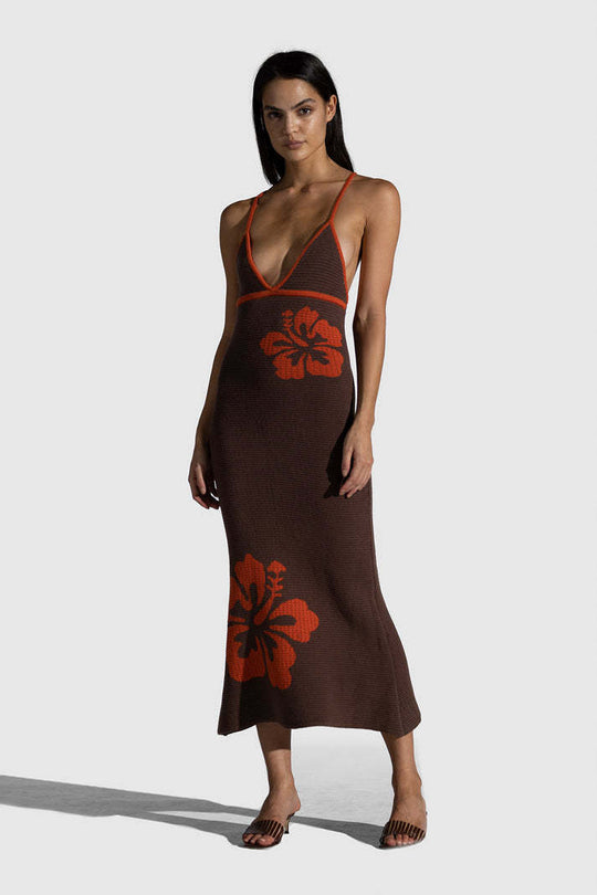 Damen Maxikleid mit raffiniertem Häkelmuster und floralen Akzenten R&B