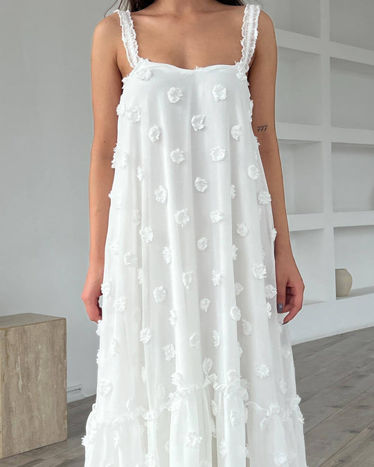 Damen Sommerliches Maxikleid mit floralem Relief und voluminösem Saum R&B