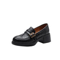 Damen elegante Loafer mit blockierendem Absatz und modischen Schnallen R&B