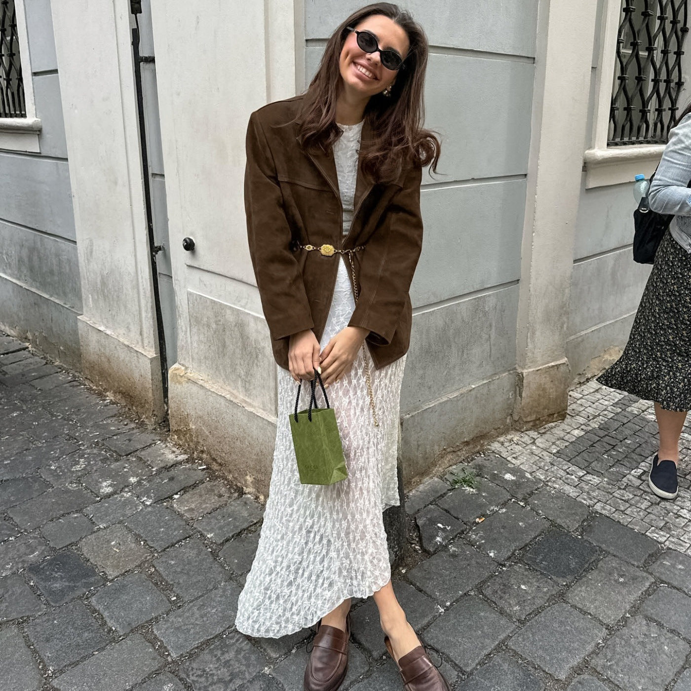 Damen Suede-Jacke im modernen Oversized-Stil R&B