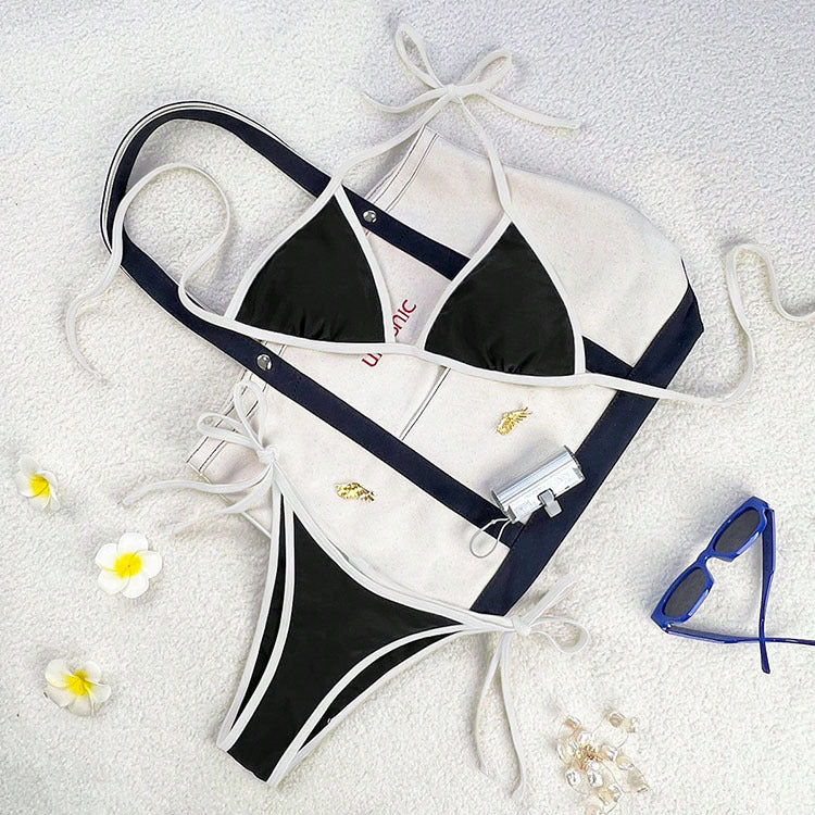 Damen Triangel-Bikini mit verspieltem Schnürdesign R&B