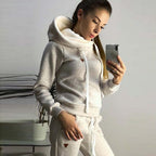 Damen Sportliches Hoodie-Set mit bequemer Passform und elastischen Hosen R&B