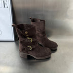 Damen Modische Stiefeletten mit eleganten Schnallen und bequemer Absatzhöhe R&B