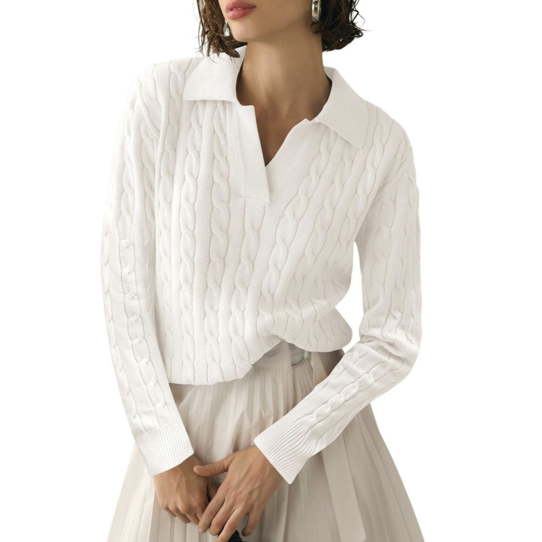 Damen Poloshirt mit Strickmuster und kontrastierenden Akzenten R&B