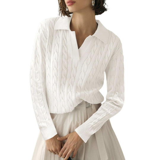 Damen Poloshirt mit Strickmuster und kontrastierenden Akzenten R&B