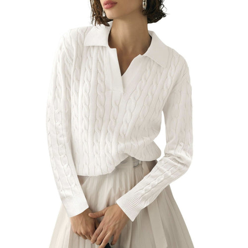 Damen Poloshirt mit Strickmuster und kontrastierenden Akzenten R&B