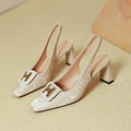 Damen Slingback-Pumps mit dekorativem Riemen und modischem Blockabsatz