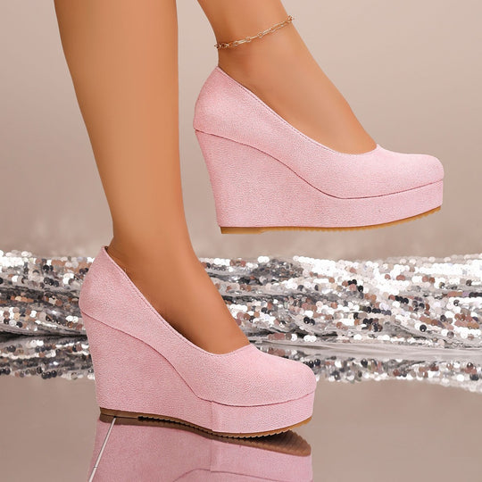 Damen Wedge-Pumps mit elegantem samtigem Obermaterial und komfortablem Fußbett R&B