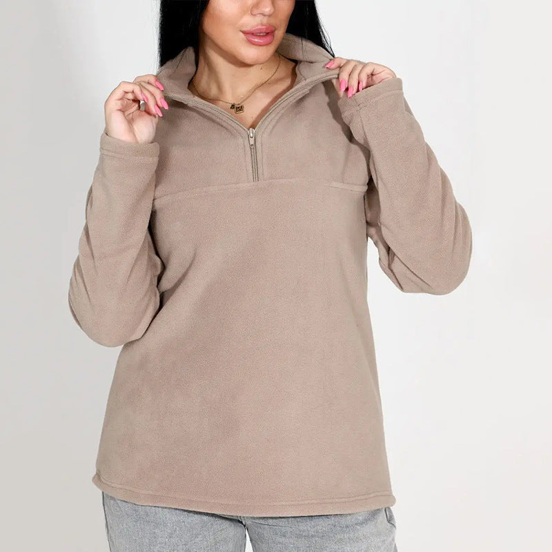 Damen Fleece-Pullover mit steigendem Kragen R&B