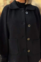 Damen modische und warme Wollejacke mit praktischen Taschen