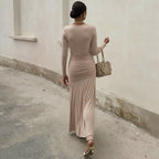 Damen elegantes Maxi-Kleid mit raffiniertem Wickel-Design