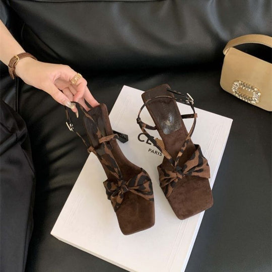 Damen Slingback High Heel Sandalen mit dekorativem Knotendesign R&B