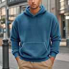 Herren Hoodie aus kuscheligem Teddy-Fleece mit Kängurutasche und breiten Bündchen R&B