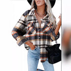 Damen Karobluse mit aufgesetzten Taschen und modernem Schnitt R&B