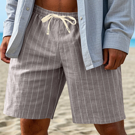 Herren nan entspannte Strandbermuda mit feiner Nadelstreifenstruktur elastischem Tunnelzugbund und seitlichen Eingrifftaschen R&B