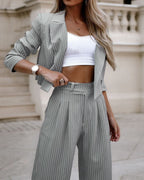 Damen Blazer Damen Set gestreift
