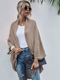 R&B | Strickjacke Oversized Passform Wolle Strick Offen Front Fledermausärmel