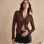 Damen Langarm-Bluse mit strukturiertem Design R&B