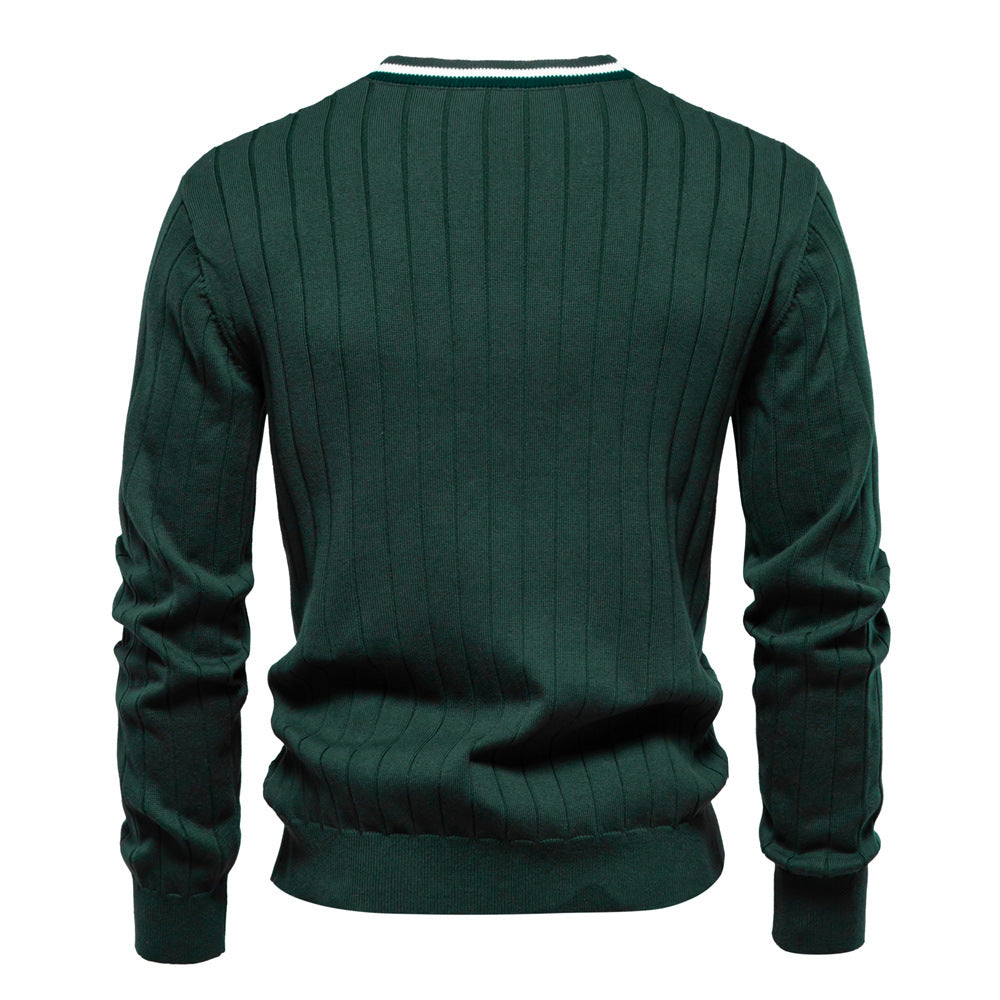 Herren Strickjacke mit elegantem V-Ausschnitt und feiner Rippstruktur R&B