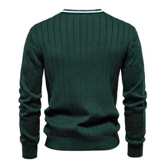 Herren Strickjacke mit elegantem V-Ausschnitt und feiner Rippstruktur R&B