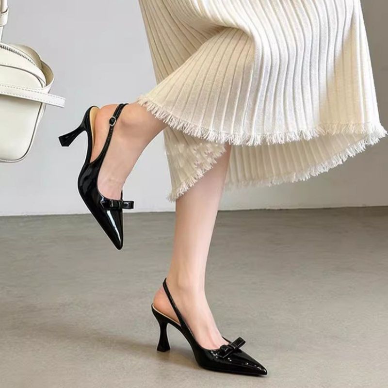 Damen elegante Slingback-Pumps mit zierlicher Schleifenverzierung R&B