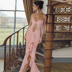 Damen Schickes Maxikleid mit raffinierten Rüschendetails und bezauberndem Schlitz R&B