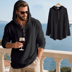 Herren lässiges Kapuzenshirt aus weichem Baumwollmix mit Knopfleiste und praktischen Taschen R&B