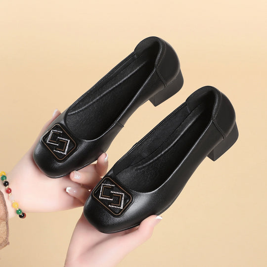 Damen Elegante Ballerinas mit modischem Schmuckdetail und bequemem Blockabsatz R&B