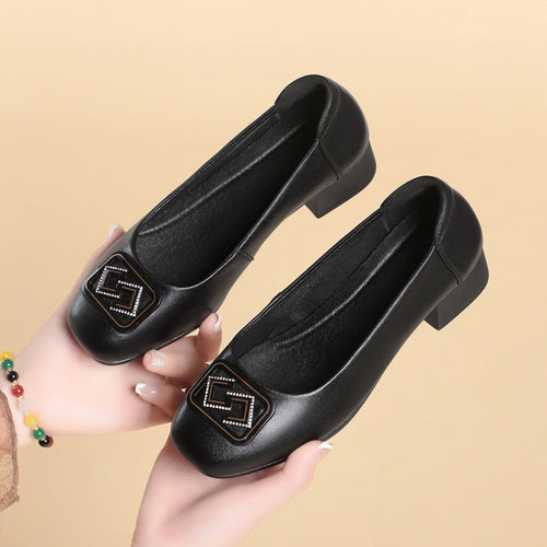 Damen Elegante Ballerinas mit modischem Schmuckdetail und bequemem Blockabsatz R&B