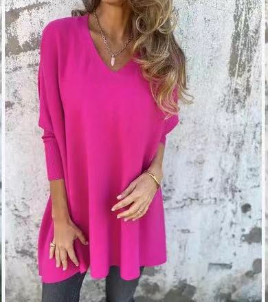 Damen V-Ausschnitt Oversized Pullover R&B